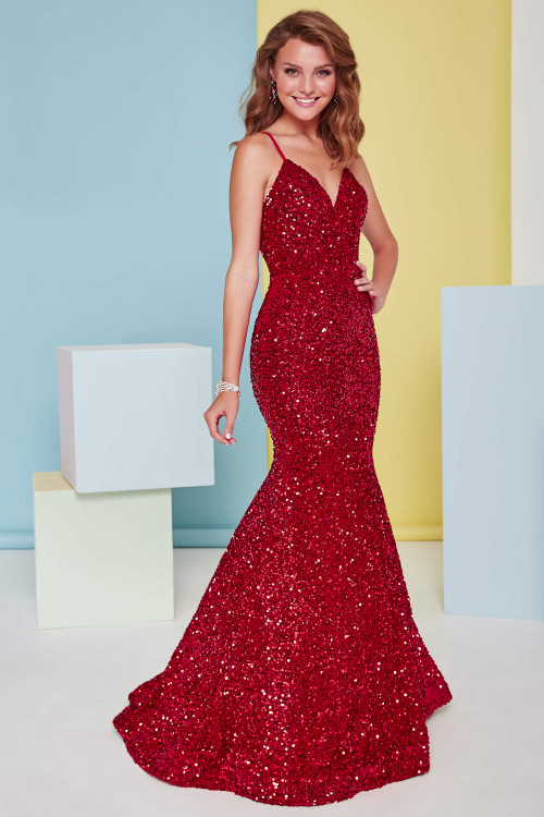 Red Trumpet Prom Dress 2 Piece