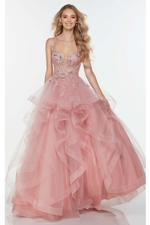 Illusion Lace Bodice Prom Dress Alyce 61085 