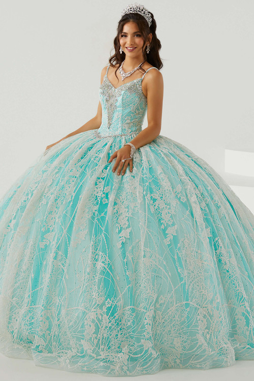 V-neck Floral Glitter Quinceanera Collection Ball Gown Dress 26003 V-neck Floral Glitter Quinceanera Collection Ball Gown Dress 26003