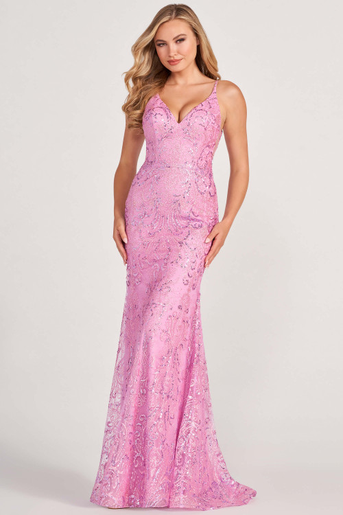 Glittering Lace Sheath Dress Colette by Mon Cheri Prom Dress CL2019