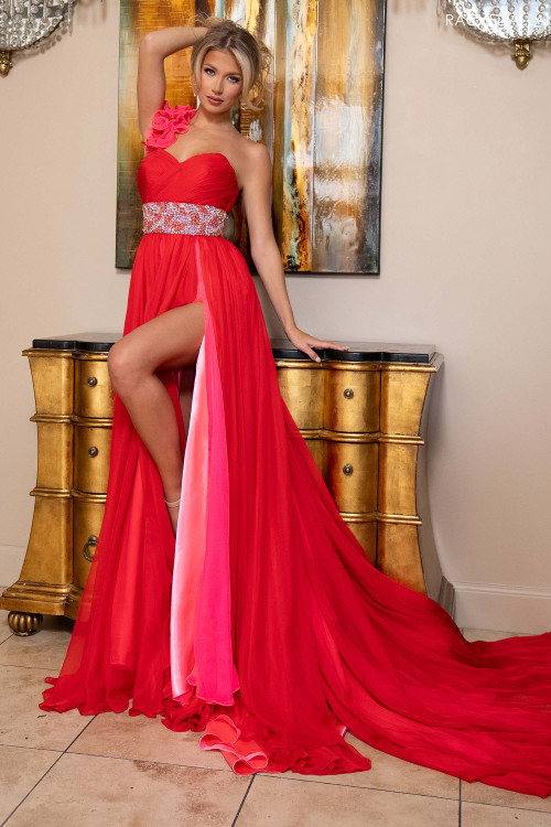 Red hot Pink Rachel Allan 70827 A-line dress