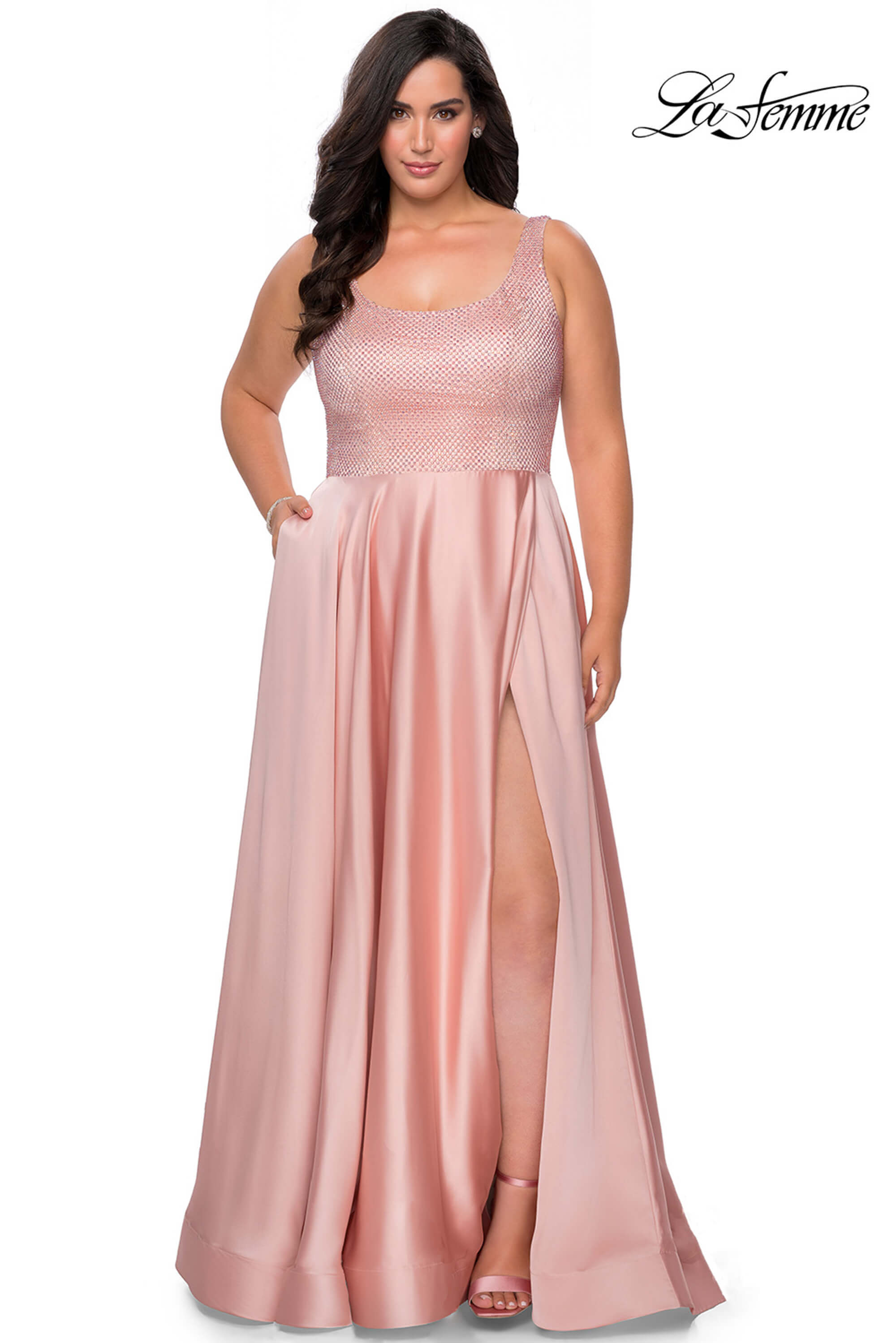 strapless open back dress Eleanor Plus Size Gown in Deep Red