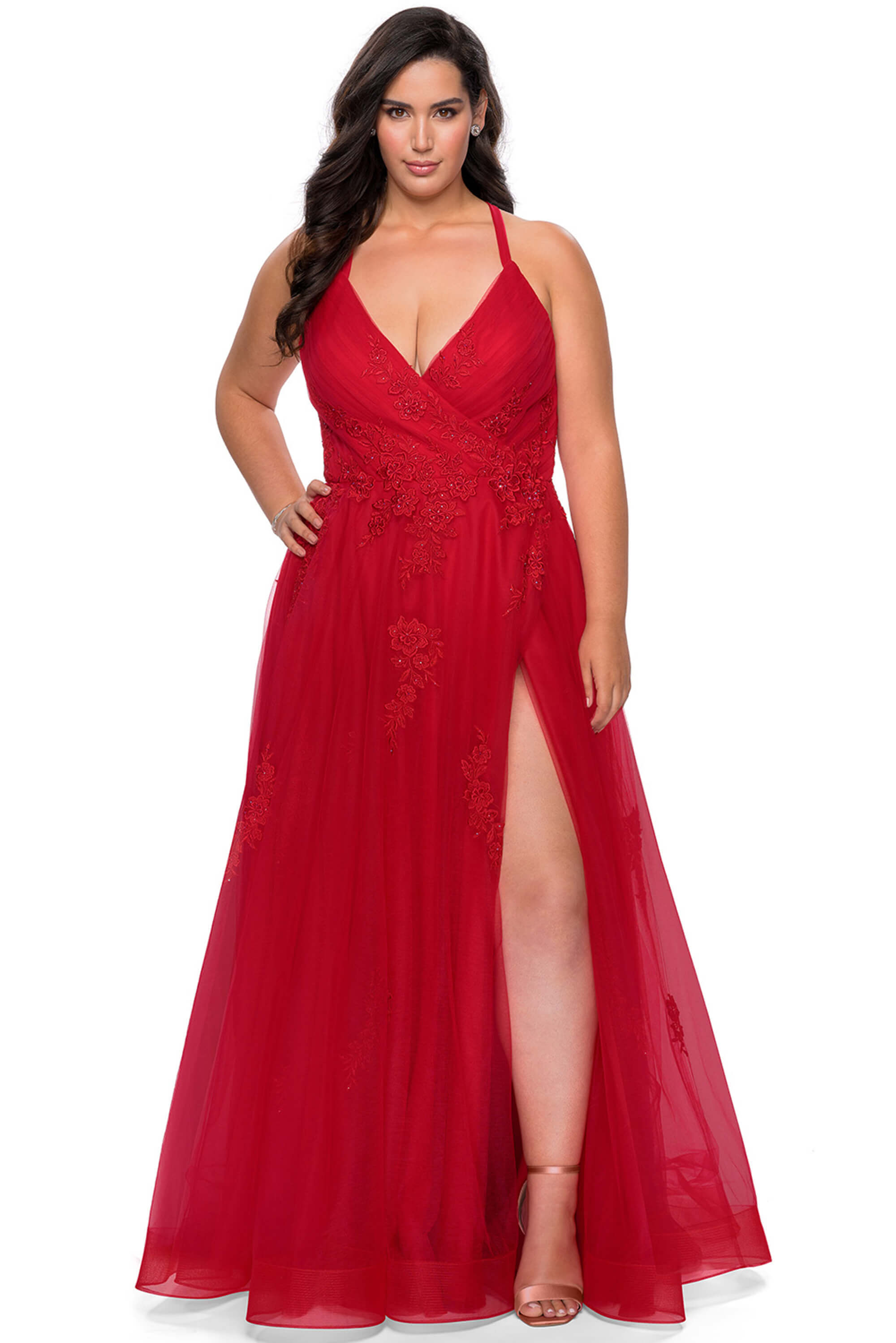 strapless open back dress Embellished A-Line Prom Dress with Sheer Sleeve Detail and High Slit by  Dancing Queen 4493 – Bridal Hive