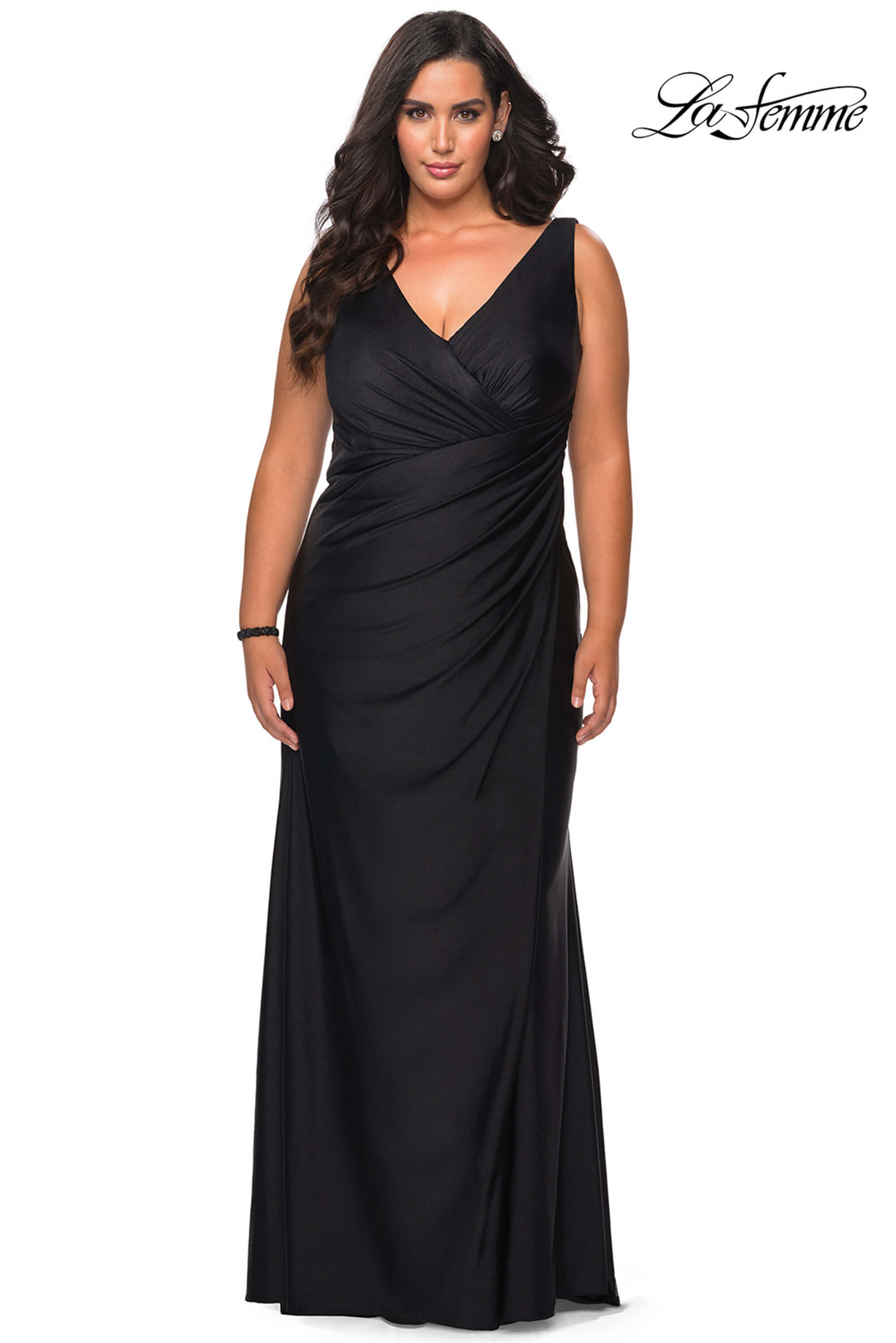 V-neck La Femme Plus Size Prom Dress 29024