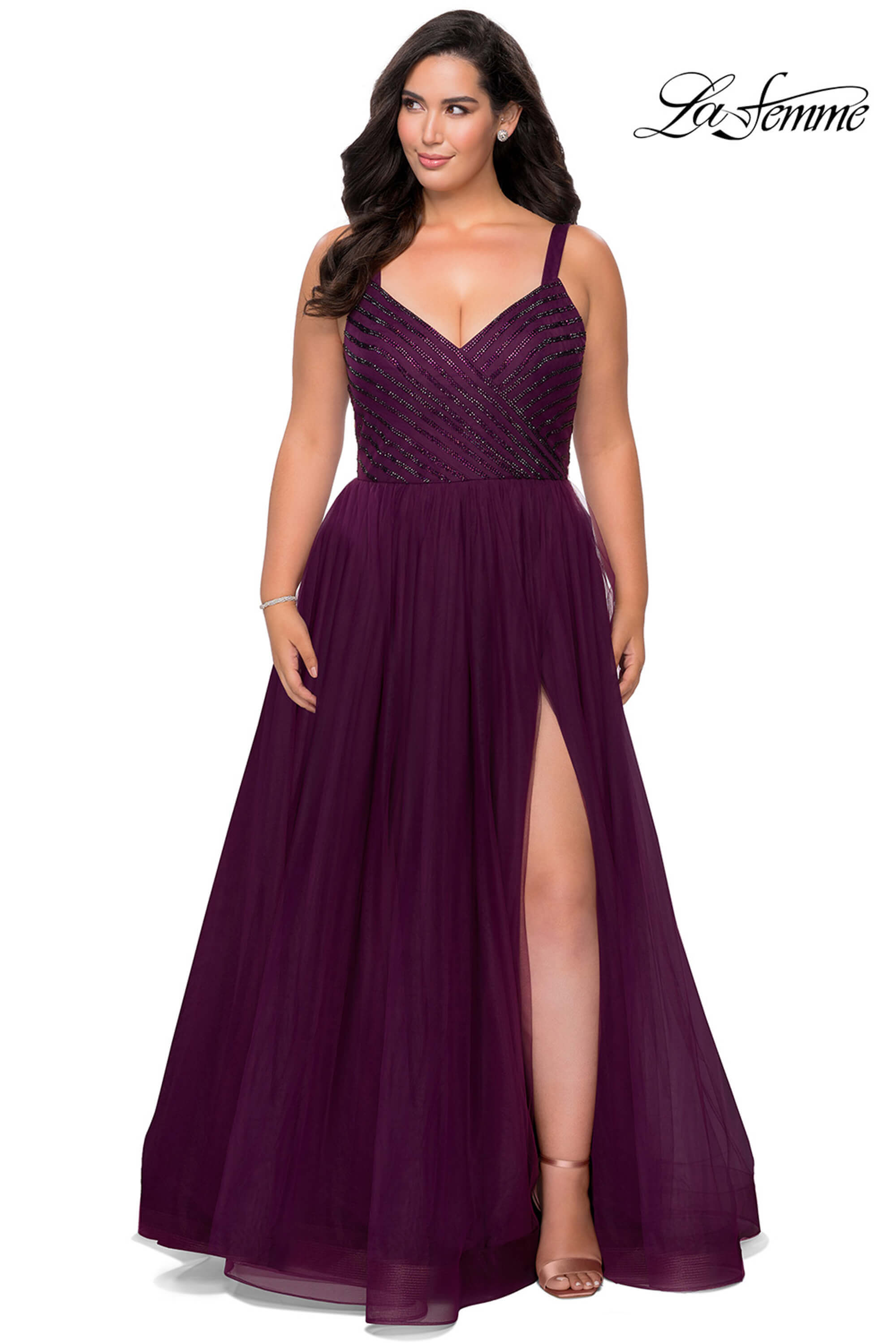 Ever-Pretty Plus Women's Plus Size Round Neck A-Line Tulle Sequin Formal  Dress Evening Dress 0904-DA2