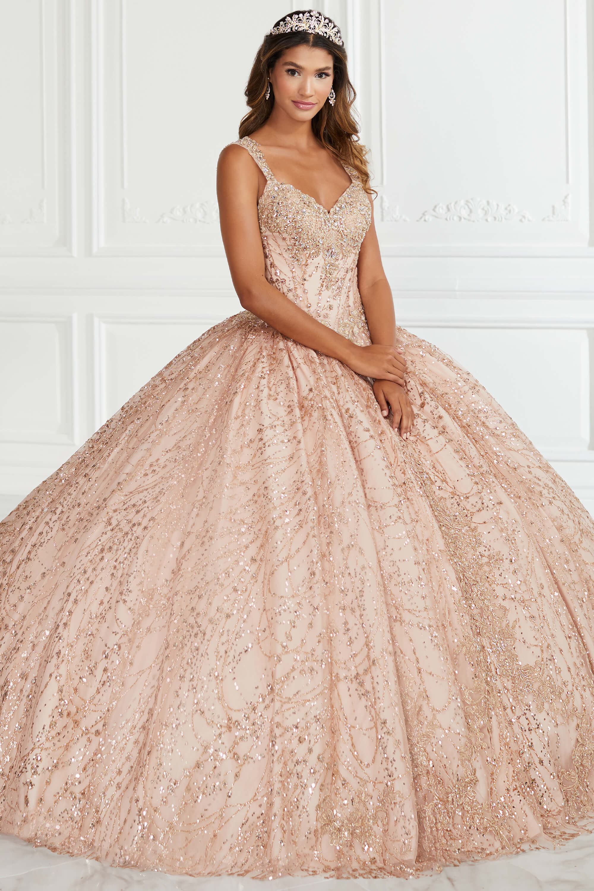 green emerald velvet dress Fiesta Gowns 56482 - Floral Applique Tulle Ballgown 2 / Red main image 1