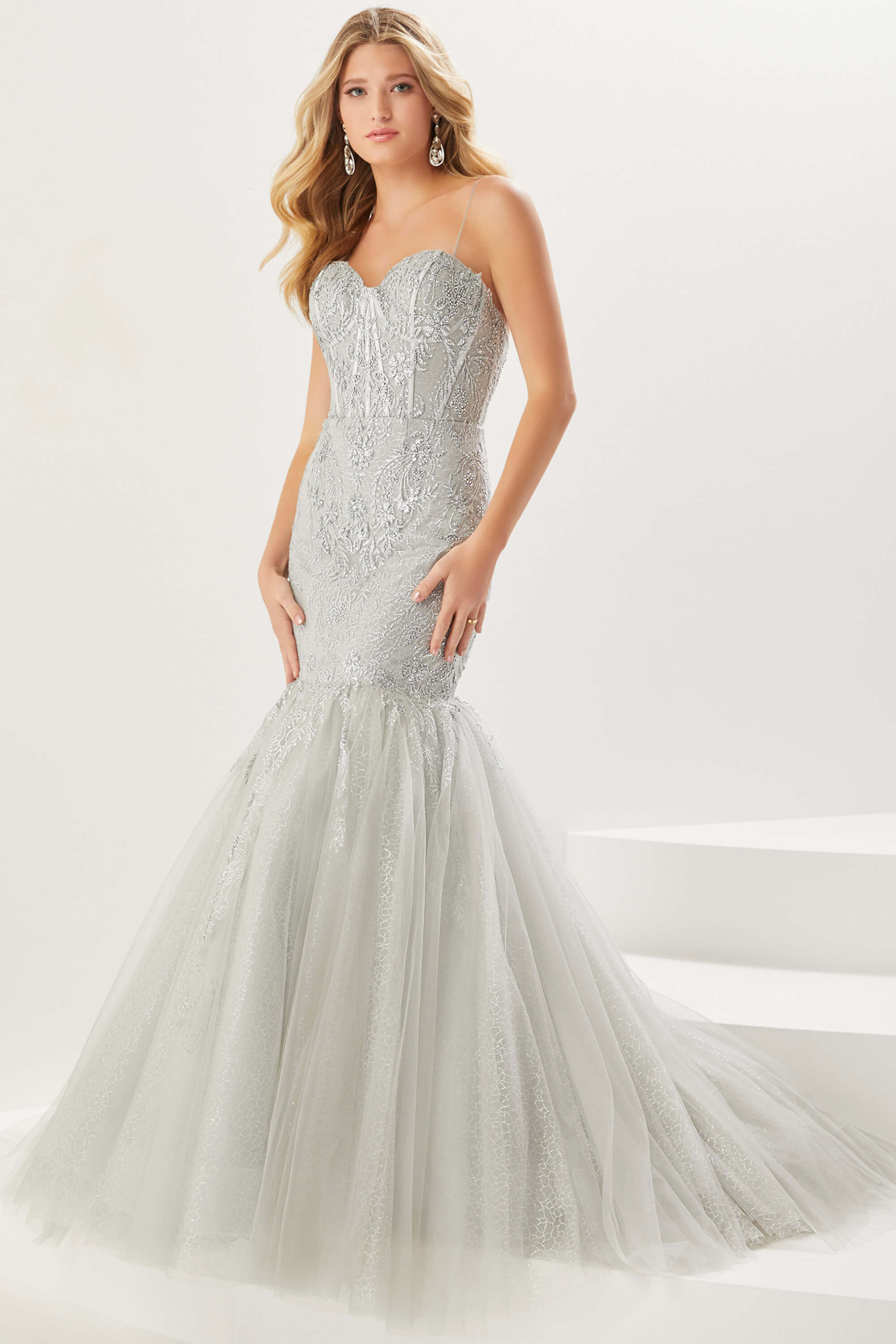 strapless open back dress Plus-Size Sequin-Bodice Long Prom Dress CD0217C Dusty Lavender / 16