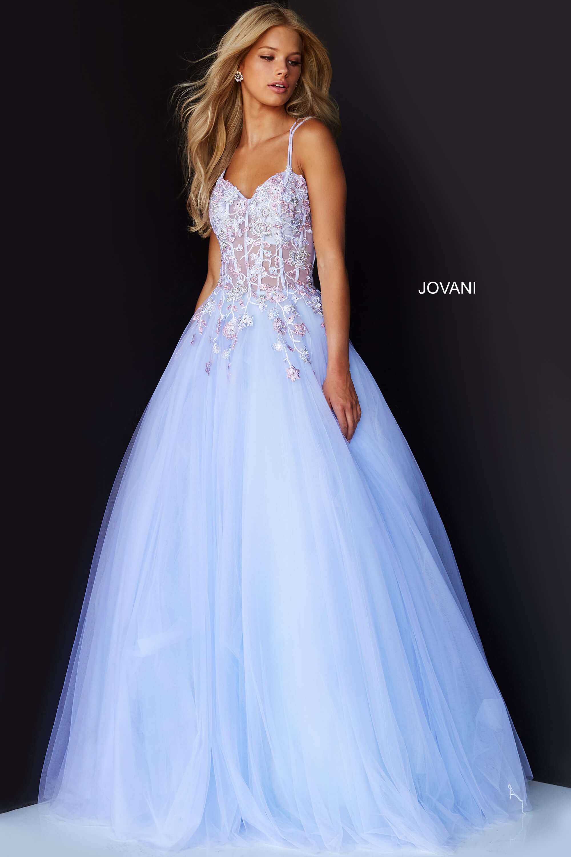 Lilac Tulle Prom Ball Gown Jovani 06207 - PromHeadquarters.com