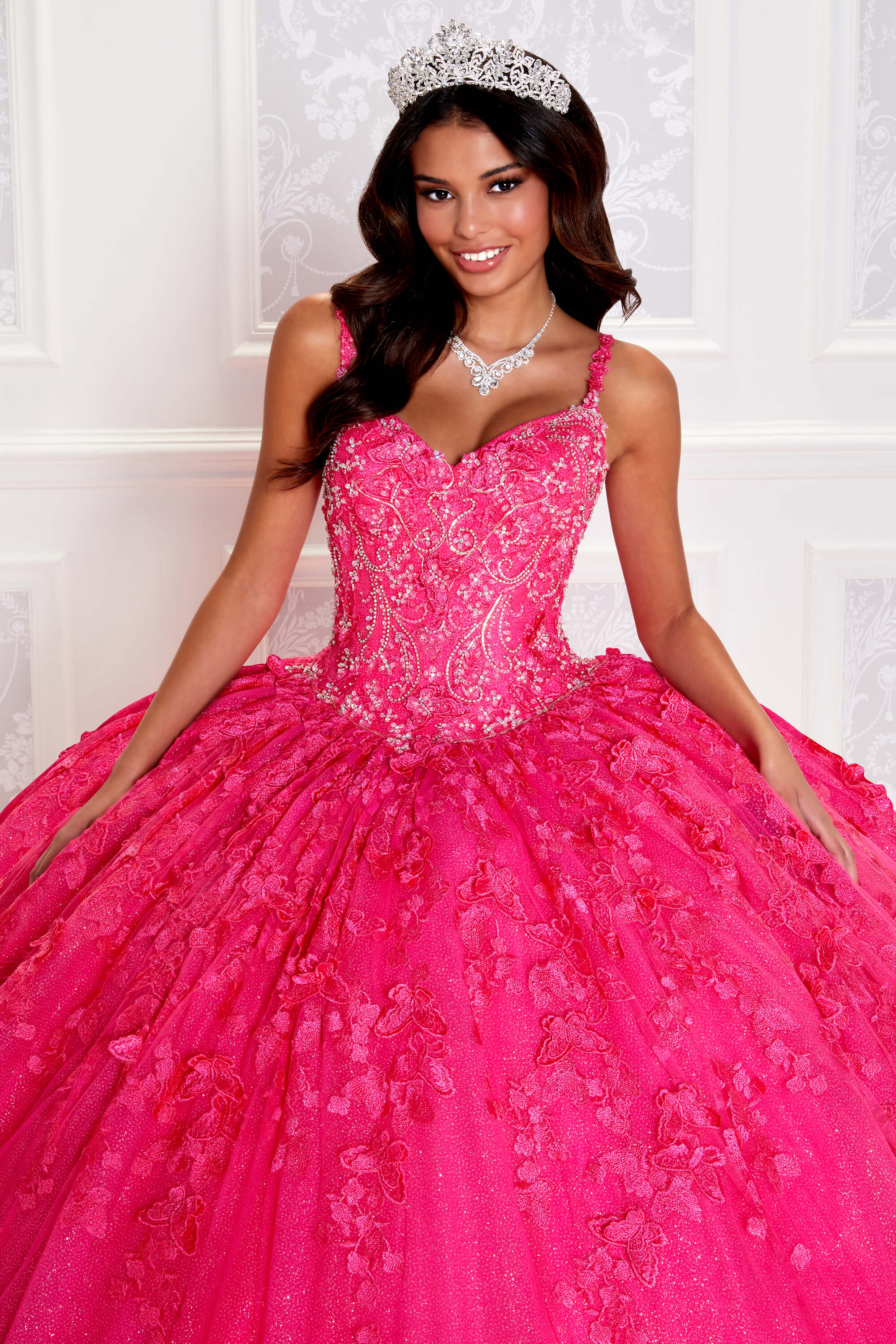 strapless hot pink quinceanera dresses