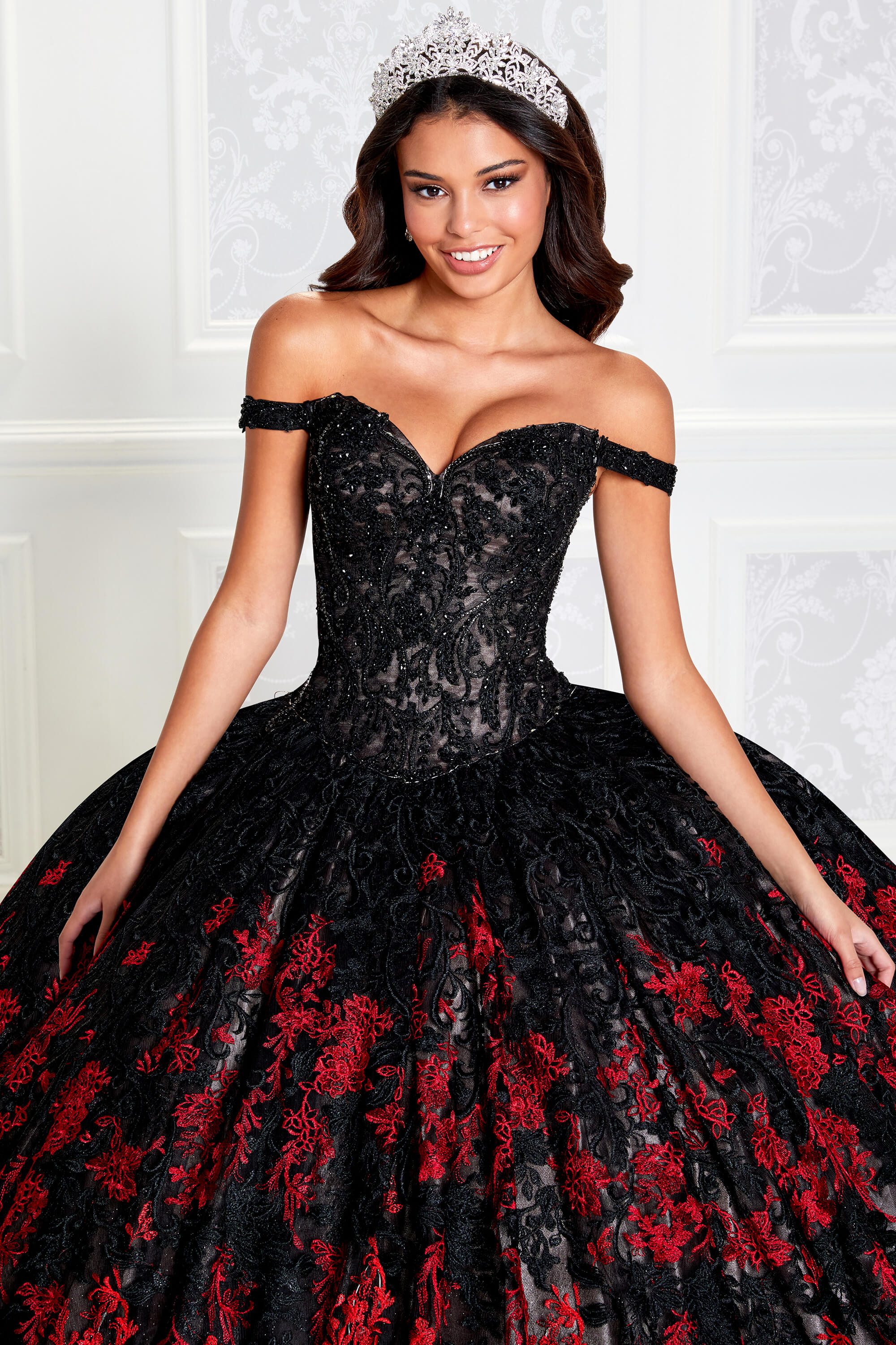 red and black quinceanera dresses