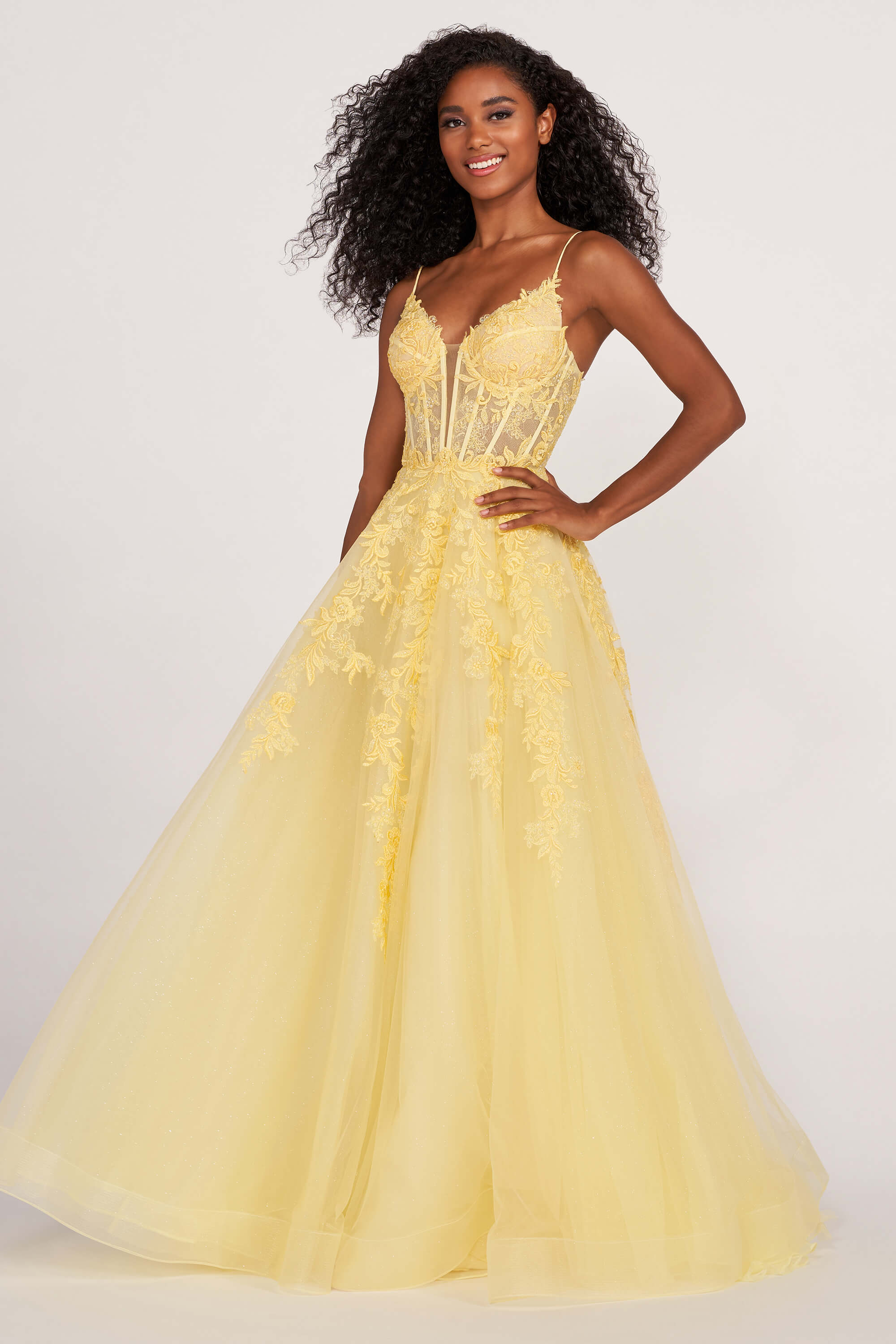 Plunging V-neckline A-line Prom Dress Ellie Wilde EW343036 -  Promheadquarters.com