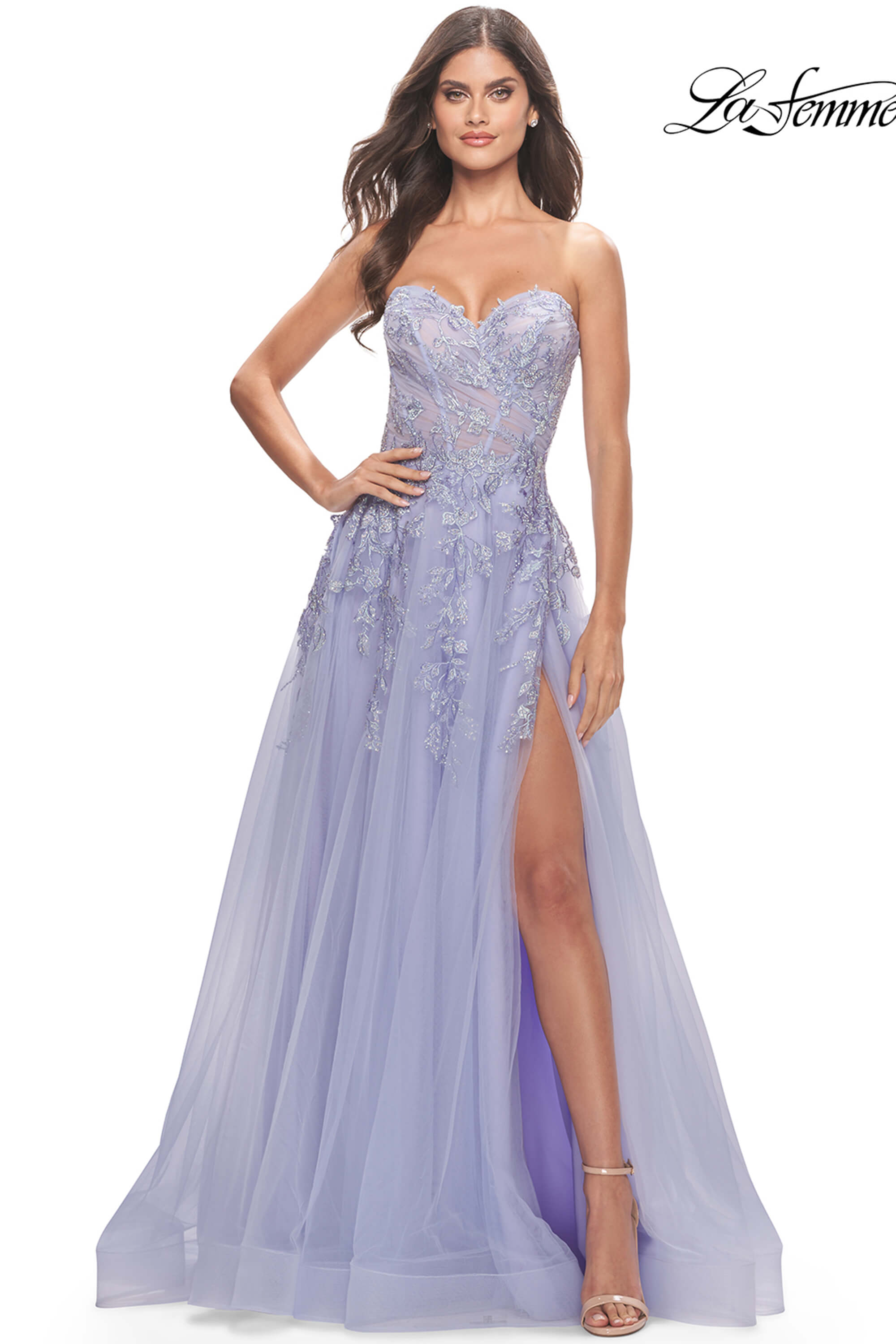 lace bodice formal dress Strapless Evening Gown by Amelia Couture 2055