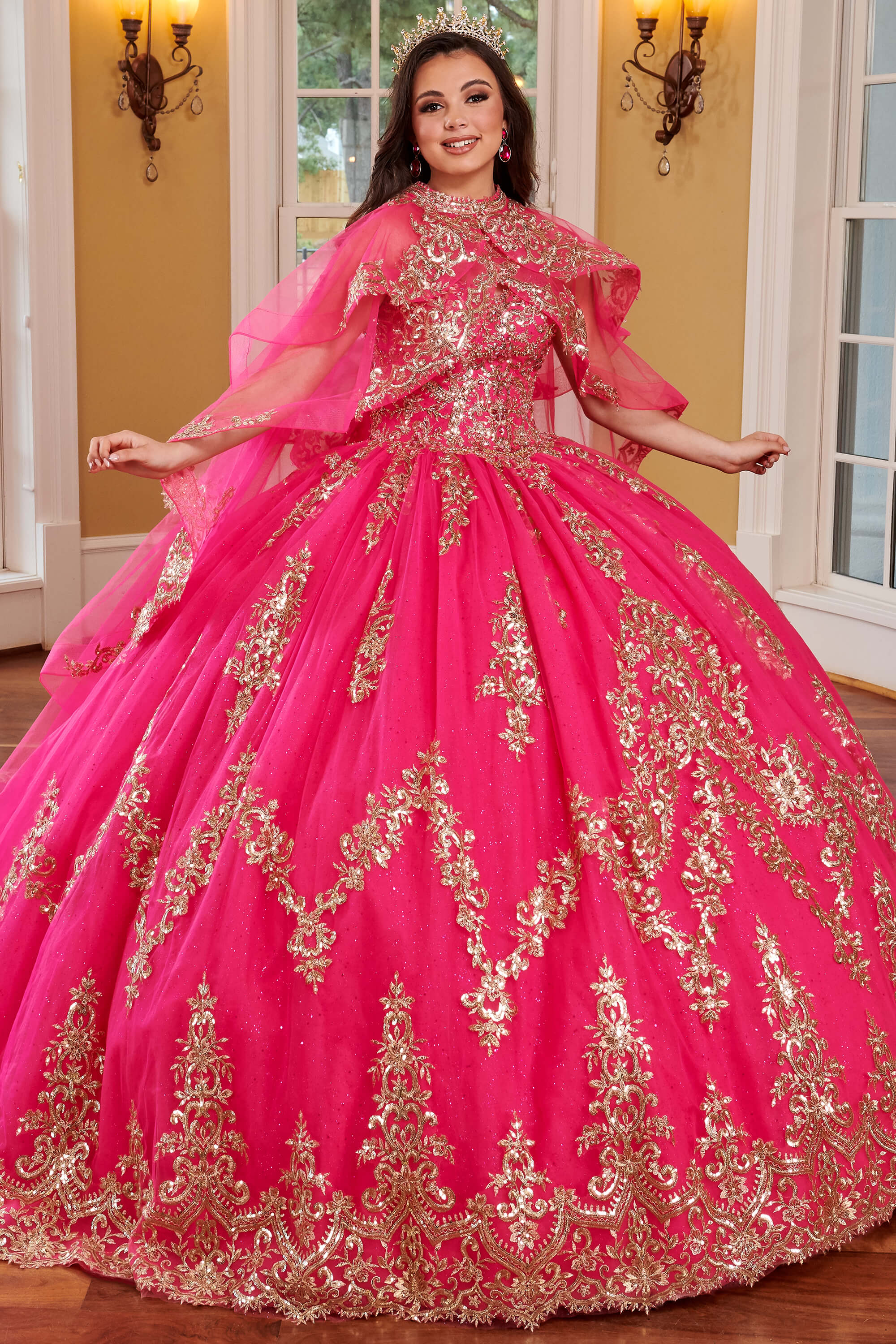 green emerald velvet dress Floral Charro Quinceanera Dress by Ragazza MV57-157 13 / Black/Red