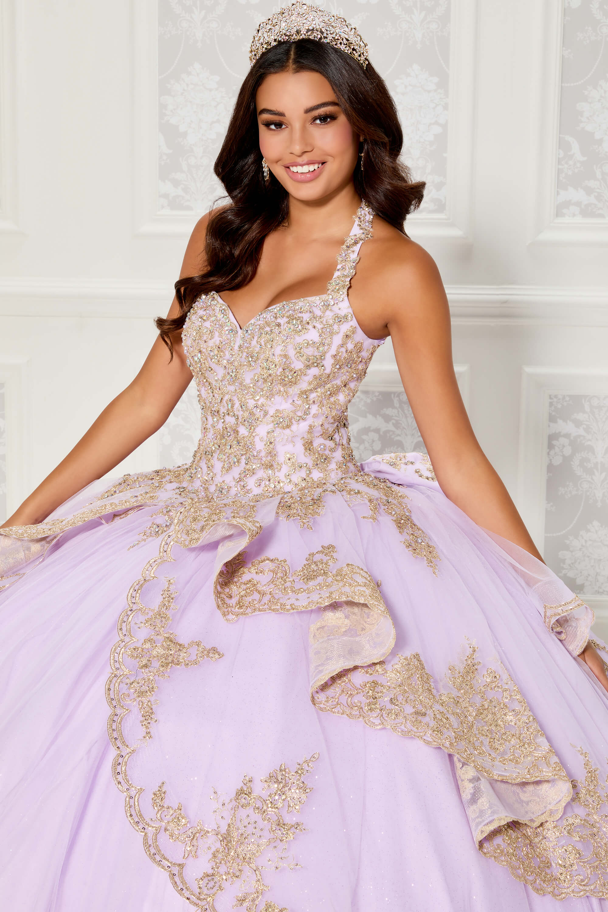 halter top quinceanera dresses Beaded Princesa Dress by Ariana Vara PR30118 navy blue quinceanera dresses
