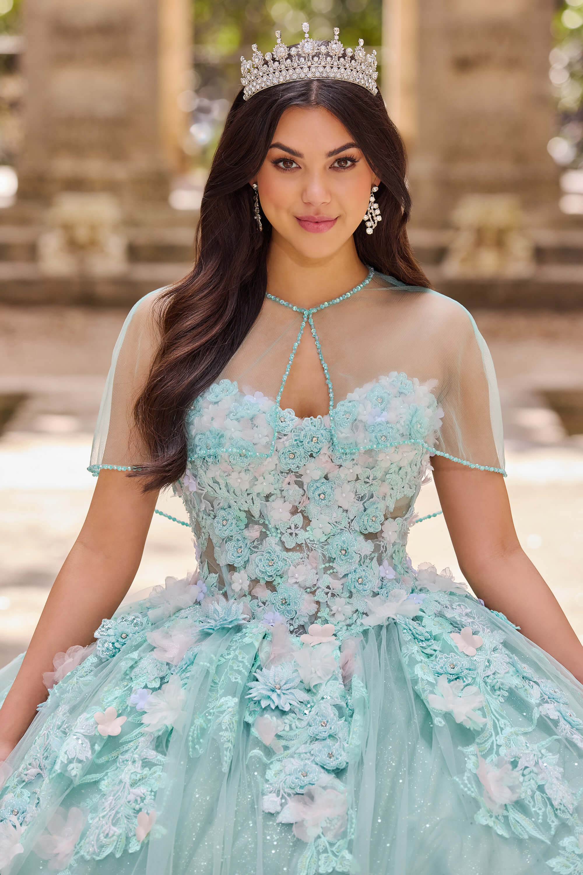 Strapless Princesa Quinceanera Dress by Ariana Vara Pr30133 (Wintermint/Multi) (00), image size:2000x3000