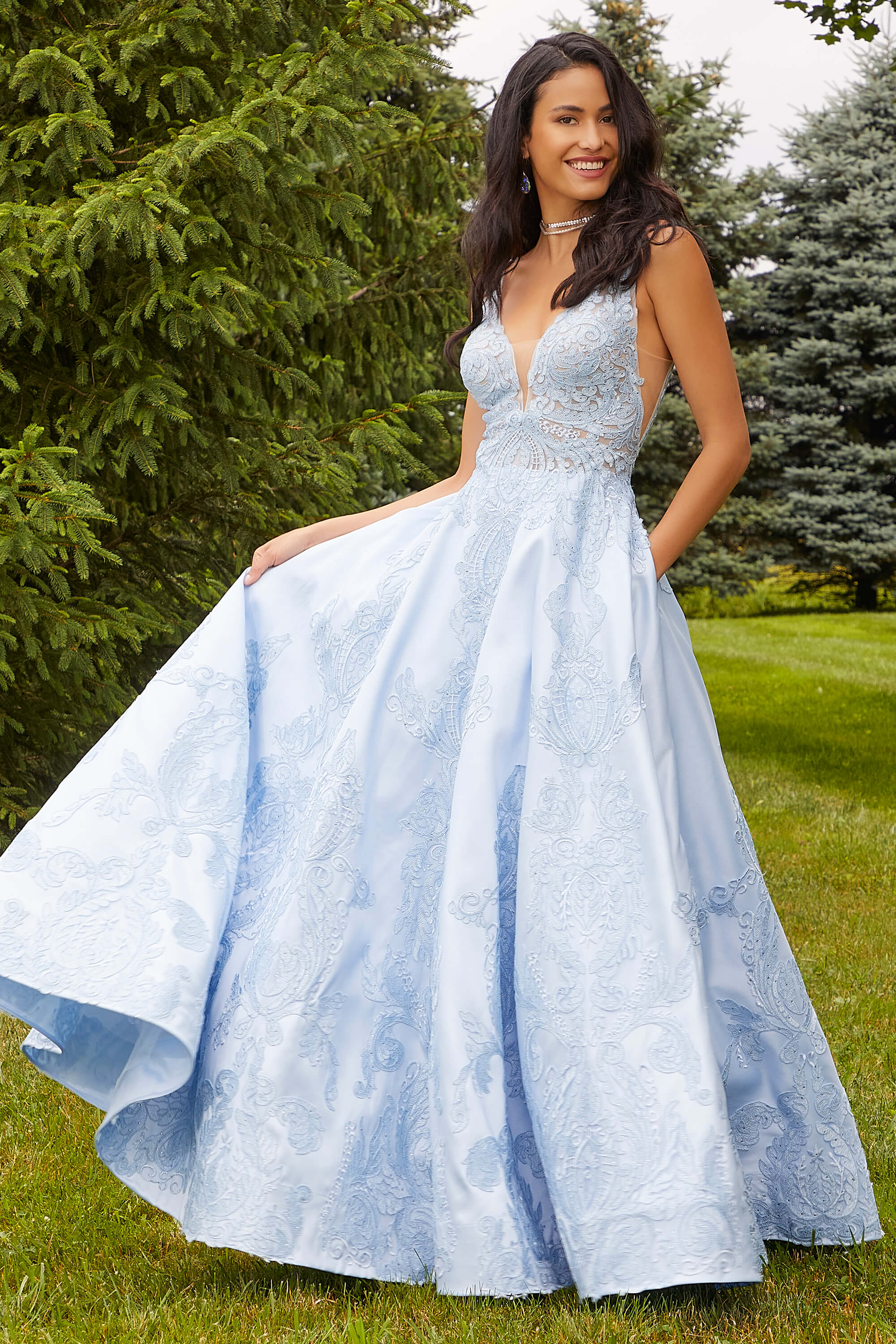 Bridal Gowns Mori Lee Light Blue Prom Dress Morilee 48029 Dress