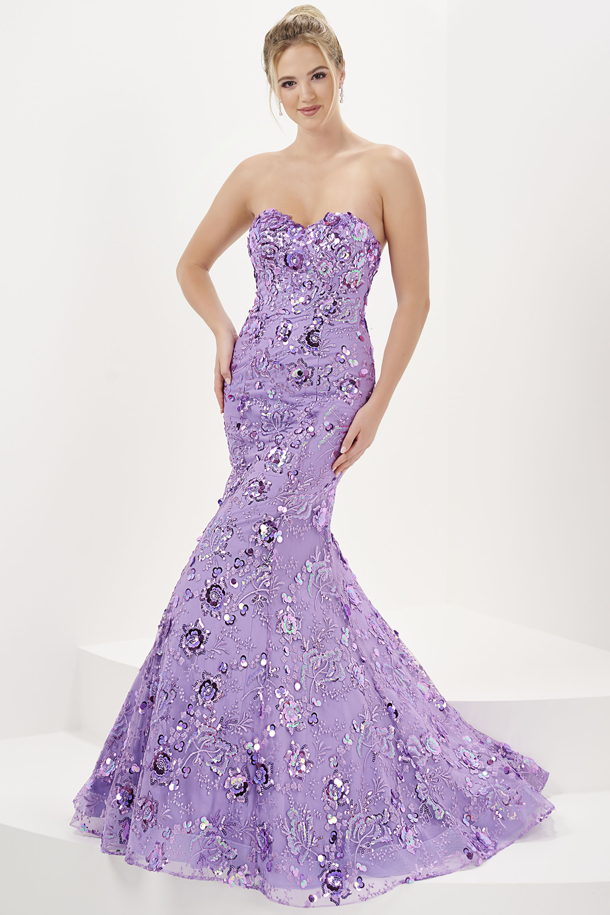 strapless open back dress Jovani 40472 A Line Formal Long Floral Applique Prom Dress – The Dress  Outlet main image 1