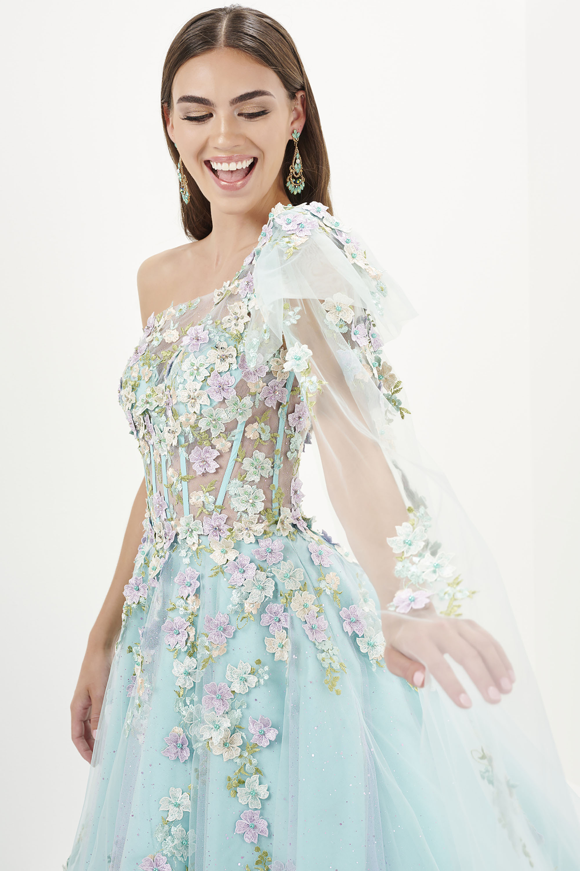 Tiffany Designs 16079 Prom Dress (Aqua Multi) (0)