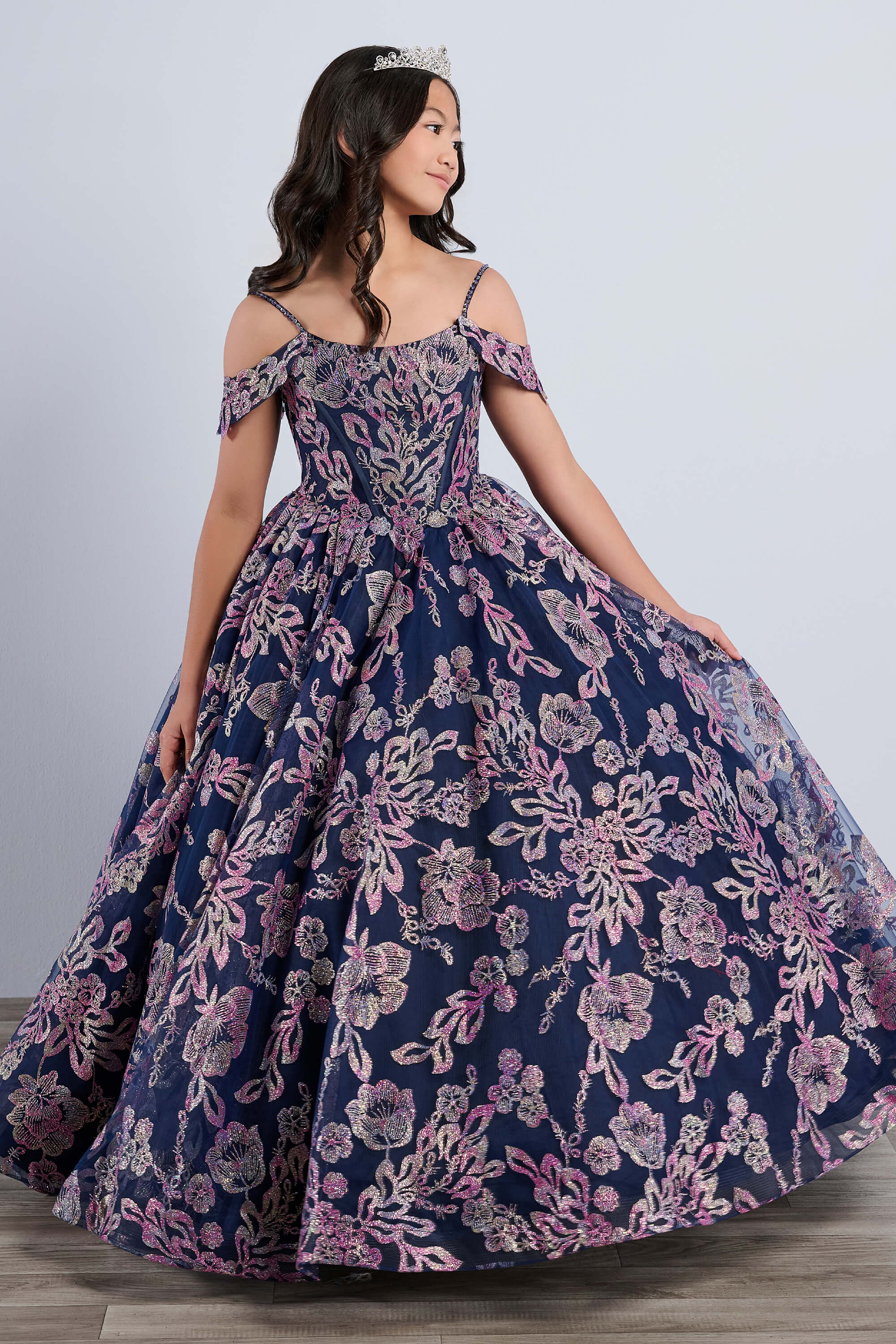 Tiffany Princess Floral Glitter Girls Pageant Dress 13794
