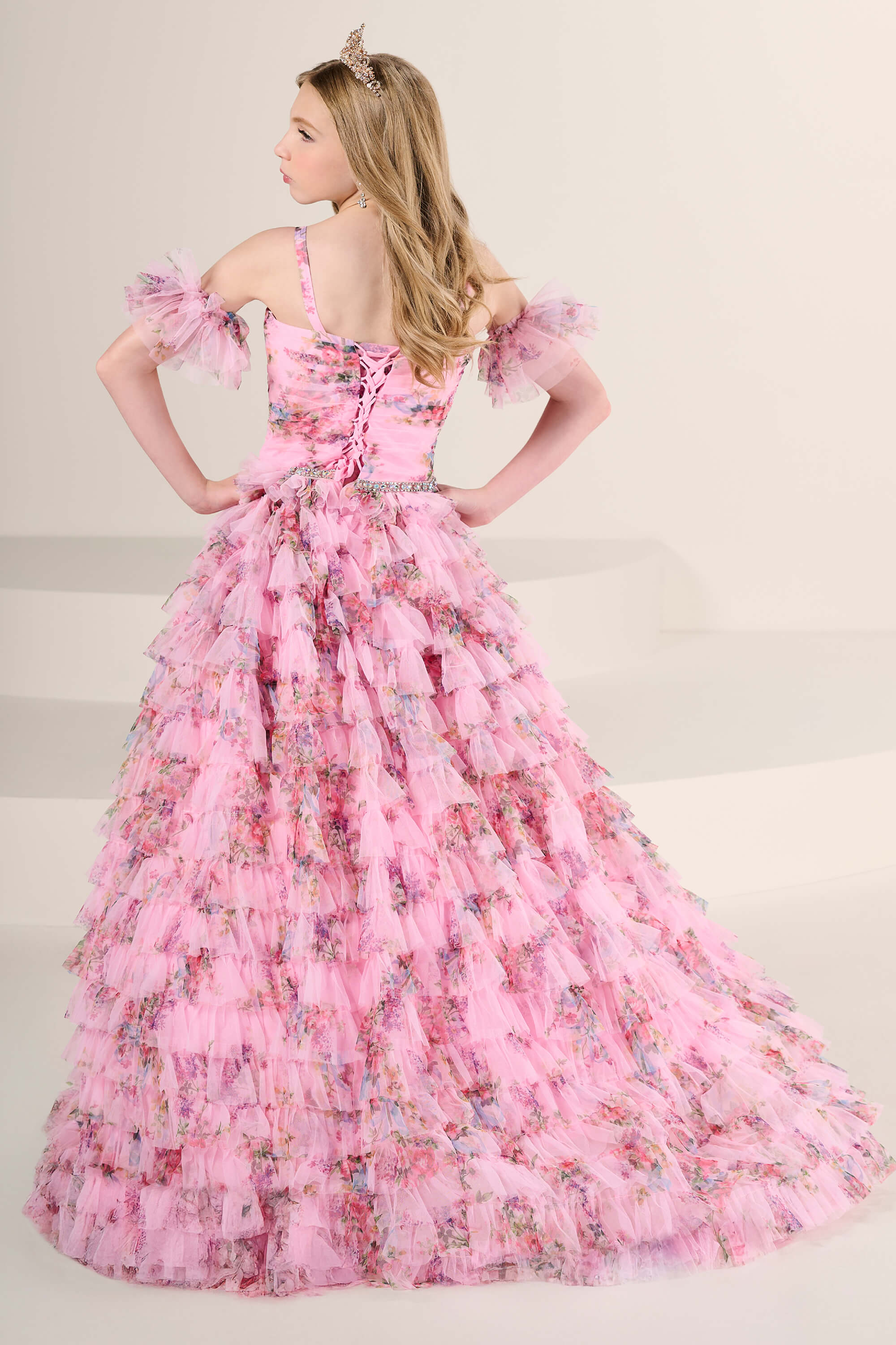 open lace back dress Green Little Girls Pageant Dresses Ball Gown Princess Dress 222194K fo –  Viniodress main image 1