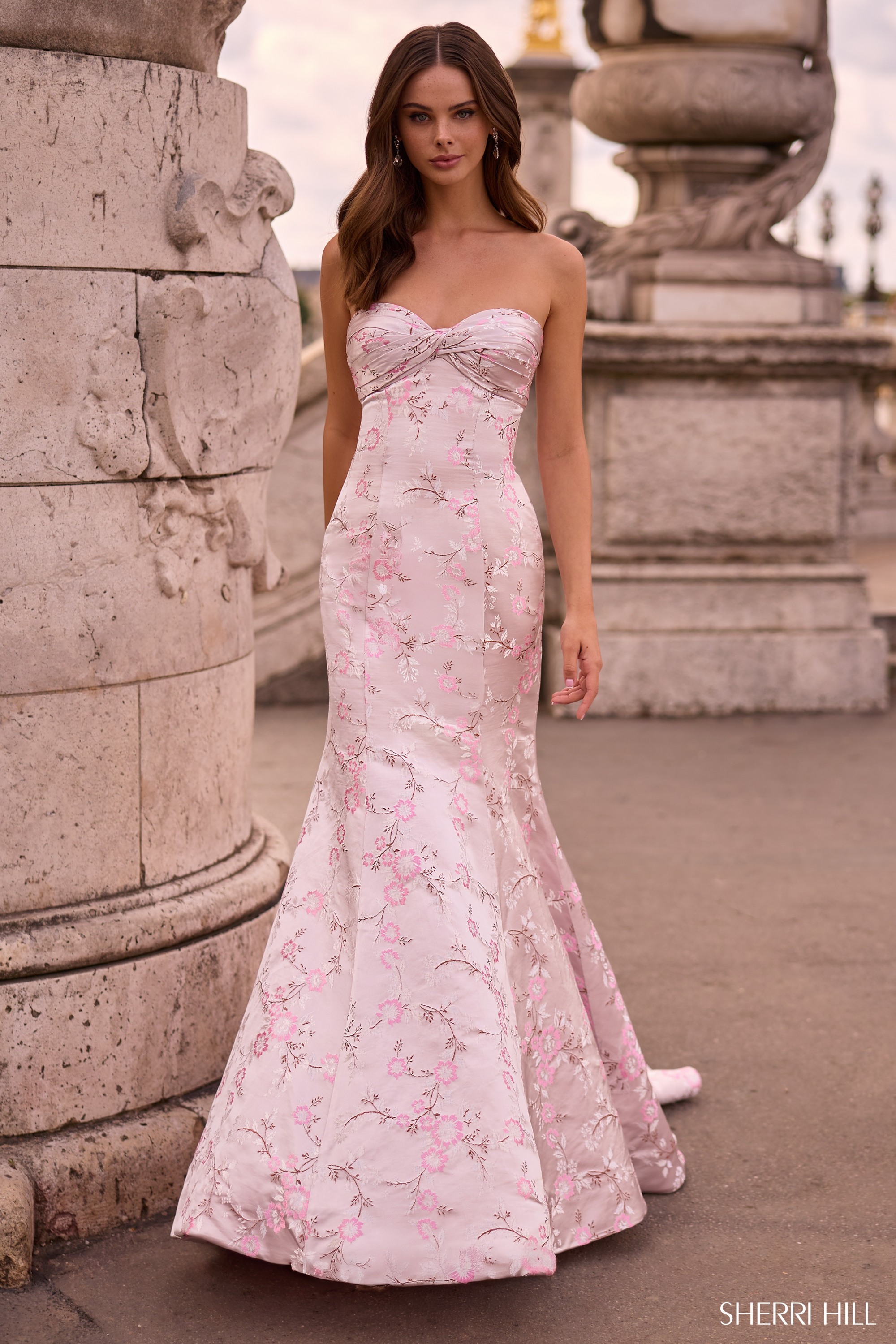 chinese dress ladies Sherri Hill 55200 Lace and Tulle Mermaid Evening Dress – Mydressline main image 0