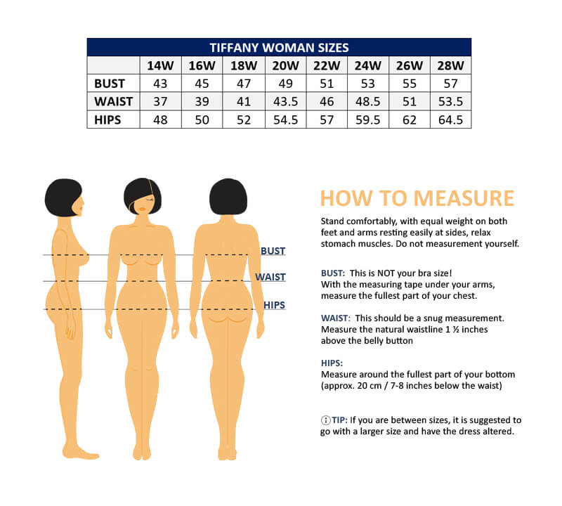 Tiffany Prom Size Chart