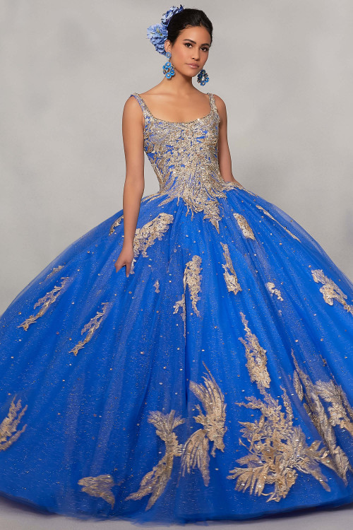 baby blue and gold quinceanera dresses