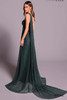 Back view of Tarik Ediz Camellia gown with shoulder cape