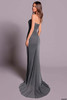 Back view of Tarik Ediz Artemisia jersey gown with sweep train