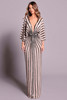 Front view of Tarik Ediz Winona beaded evening gown