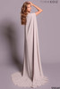 Back view of Tarik Ediz Adeline gown with dramatic cape train