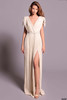 Front view of vanilla Tarik Ediz Cortana chiffon mother gown