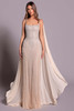 Front view of nude Tarik Ediz Blubell beaded evening gown