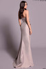 Back view of Tarik Ediz Yumberry gown with open back and train