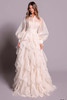 Front view of vanilla Tarik Ediz Jerome organza mother dress