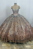 Morilee Silver Rose sequin quinceanera gown mannequin front view