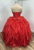 Davinci 92014 Red and Gold quinceanera gown back view