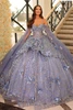 Amarra 54216 Dusty Blue quinceanera gown front view