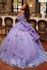 Amarra 54229 lilac quinceanera gown back view with bow and train