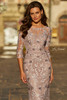 Close front view of La Femme 31464 embroidered lace bodice