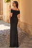 Back view of La Femme 33329 fitted jersey gown