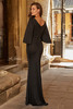 Back view of La Femme 33391 fitted jersey gown