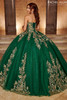 Rachel Allan RQ1111 Emerald Gold quinceanera gown back view with train