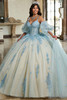 Rachel Allan RQ1133 Light Blue Champagne quinceanera dress front view