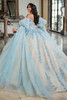Rachel Allan RQ1133 Light Blue Champagne quinceanera dress back view