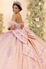 Blush quinceañera gown lace-up corset back with bow