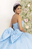 Sky blue lace-up corset back with oversized bow detail