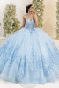 Fiesta Gowns 56554 sky blue floral embroidered ball gown, front view