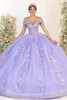 Fiesta Gowns 56556 lilac portrait neckline ball gown, front view