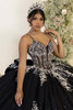 Black silver sweetheart corset bodice with beaded lace appliqués